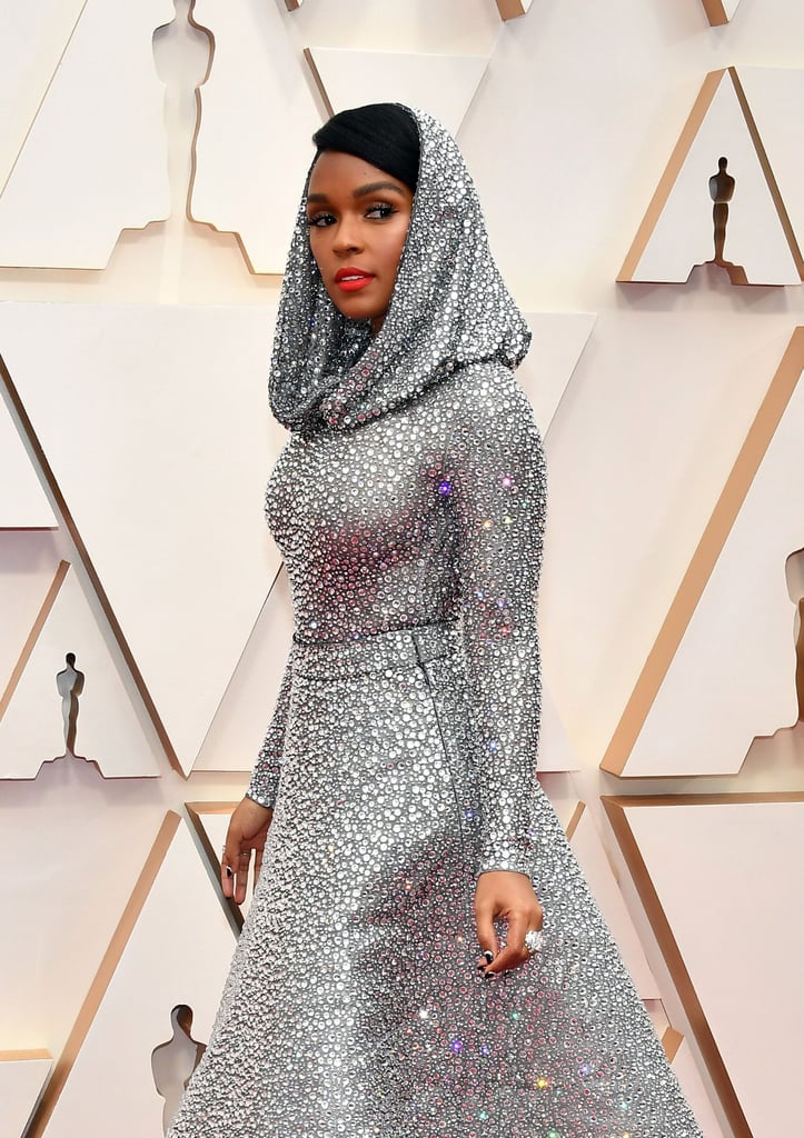 Janelle Monae Silver Cape Ralph Lauren Dress at Oscars 2020