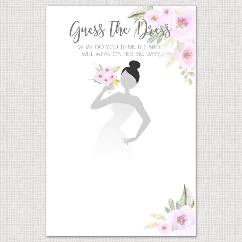 Guess the Dress Printable Bridal Shower Game