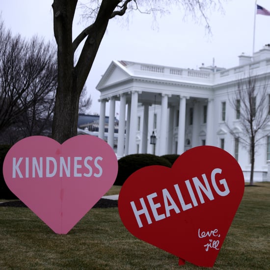 Jill Biden Decorates White House Lawn For Valentine's Day