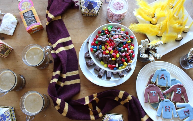 Create a wintry tablescape with white plates and napkins., How to Have the  Most Magical Harry Potter Christmas