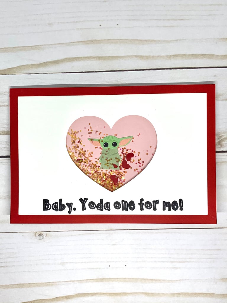 Baby Yoda One For Me Valentines Day Shaker Card