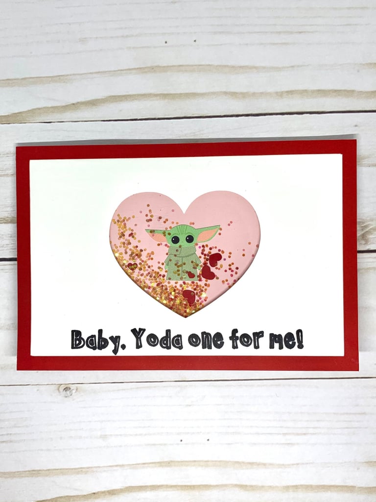 Baby Yoda One for Me Valentines Day Shaker Card