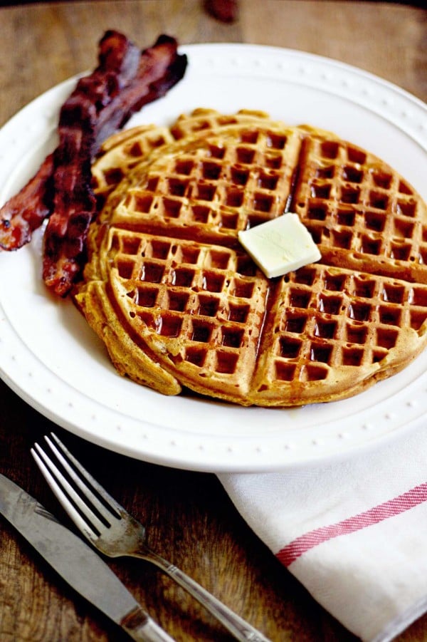 Pumpkin Gingerbread Waffles