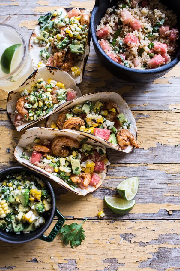 Grilled Shrimp Tacos With Corn and Cotija Salsa