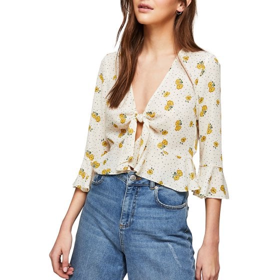 Miss Selfridge Floral Ditsy Tie Front Blouse