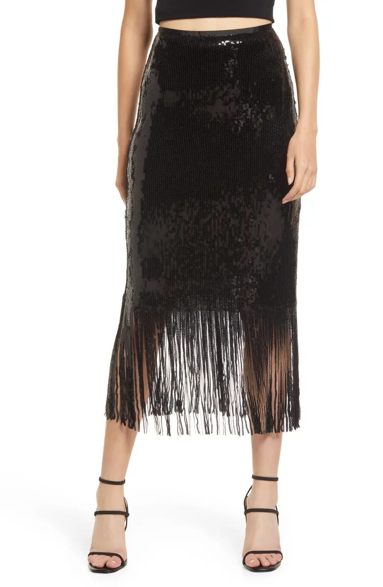 Fringe Benefits: Lulus Toast to This Sequin Fringe Midi Skirt