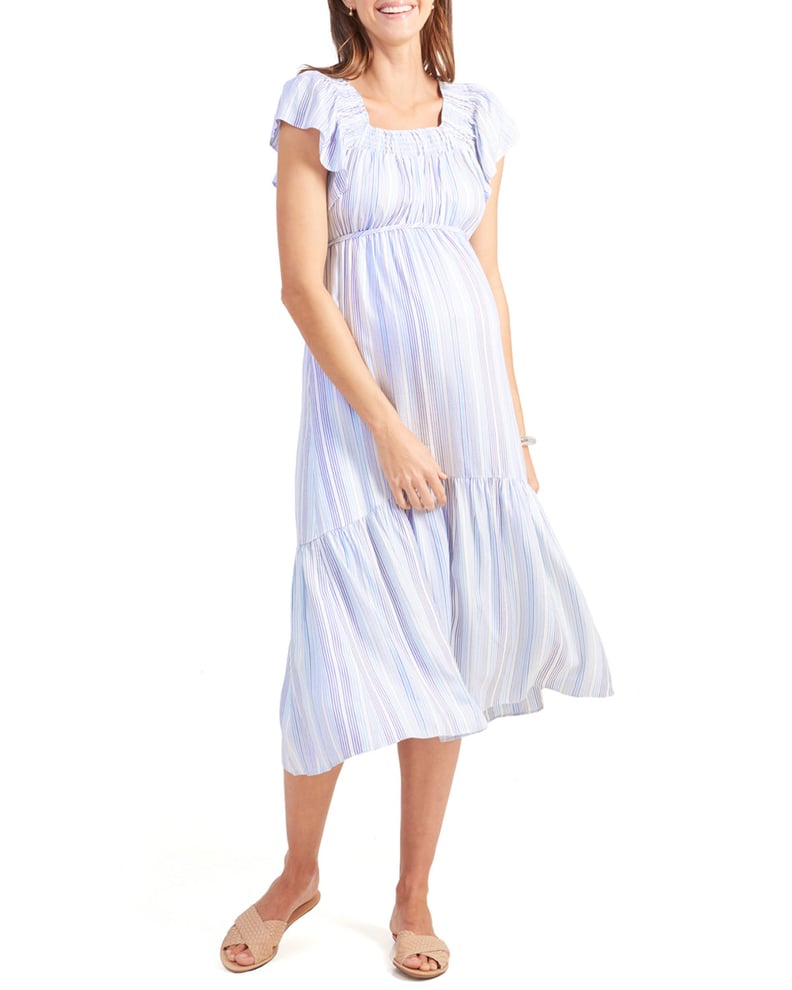 Ingrid & Isabel Flutter Sleeve Maternity Midi Dress