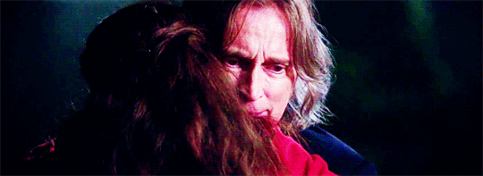 The two have a sweet embrace when Rumple finally becomes a hero and saves Belle's life.