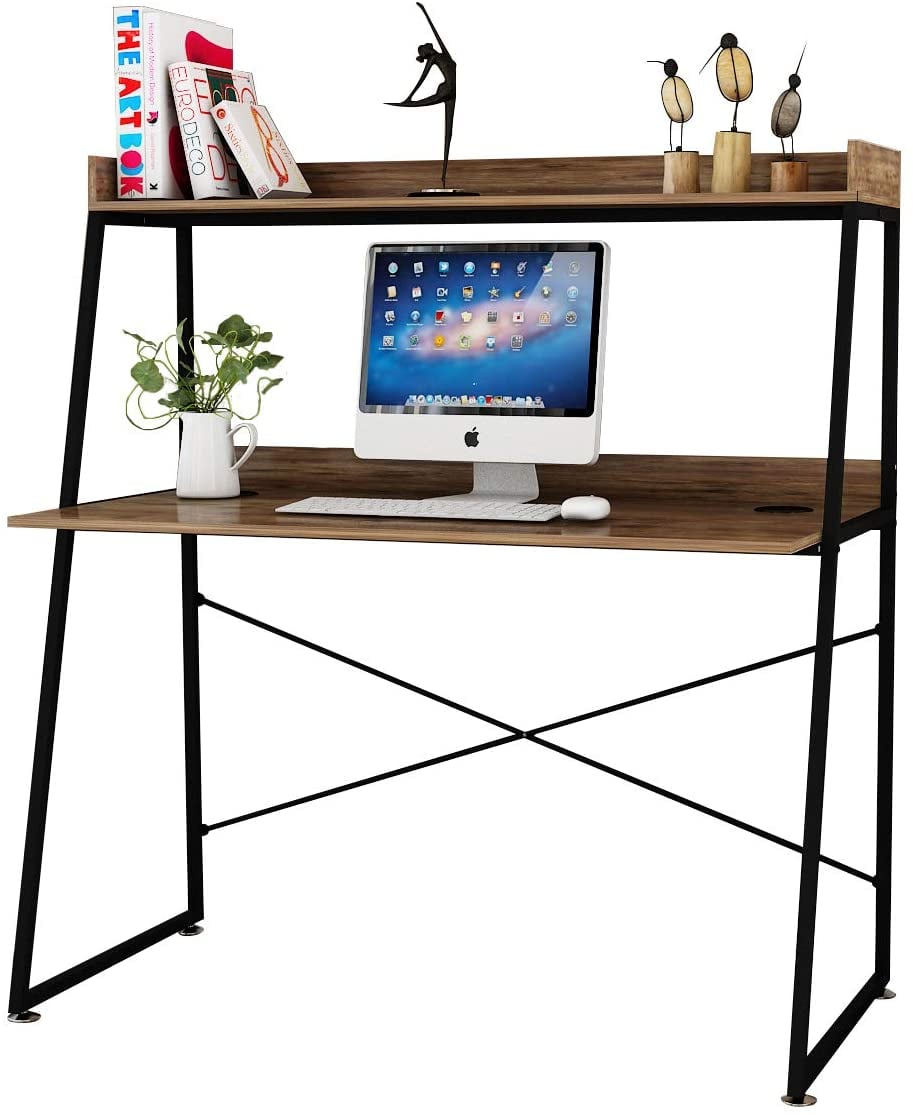 Designa computer desk with cheap bookshelf