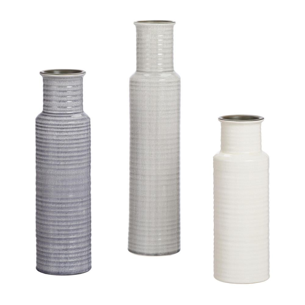 Home Decorators Collection Stone Grey, Shadow Grey and White Ceramic Decorative