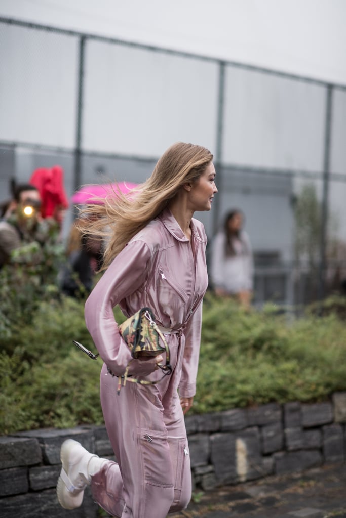 Gigi Hadid Pink Ralph Lauren Jumpsuit at NYFW