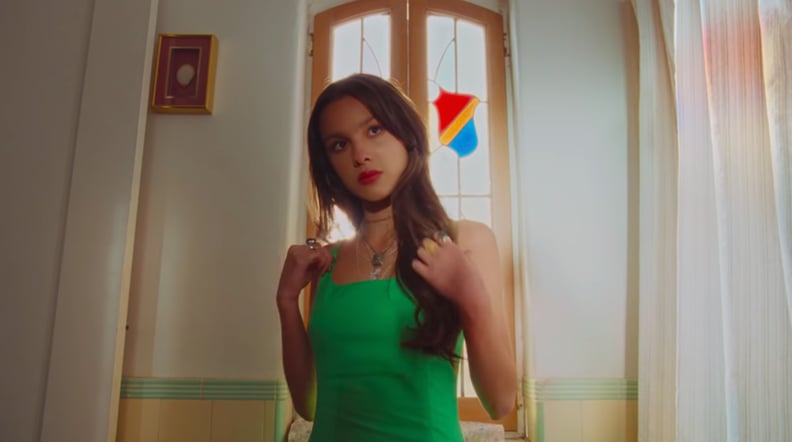 Olivia Rodrigo's Green Dress in the "Deja Vu" Music Video