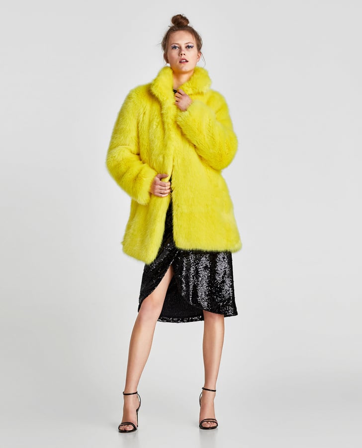 Colored Faux Fur Coat | Best Zara Coats For Winter | POPSUGAR Fashion ...