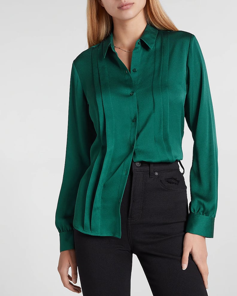 For a Day-to-Night Event: Express Satin Pleated Shirt