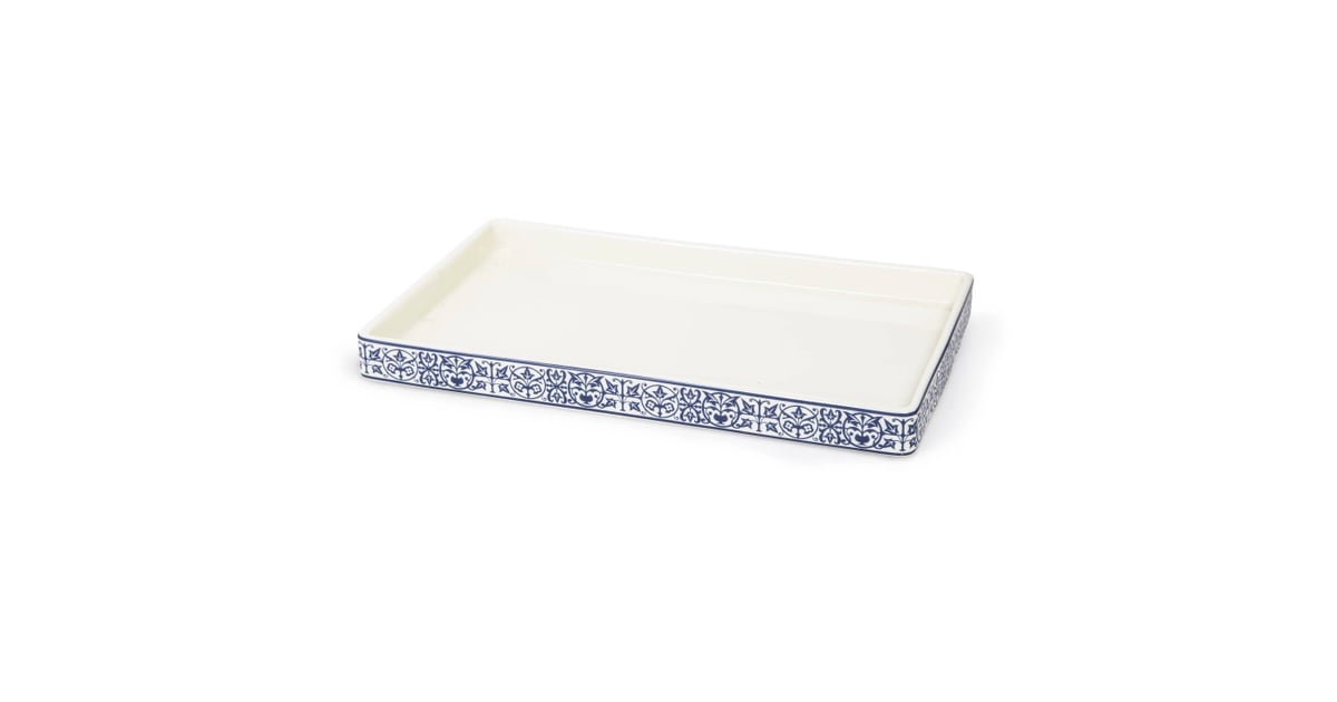 Damask Tray in Blue Best Bathroom Organization Products From Target