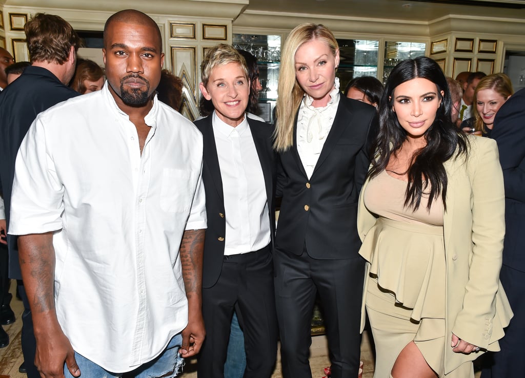 Kim and Kanye ended night one by taking a snap with Ellen and Portia de Rossi.