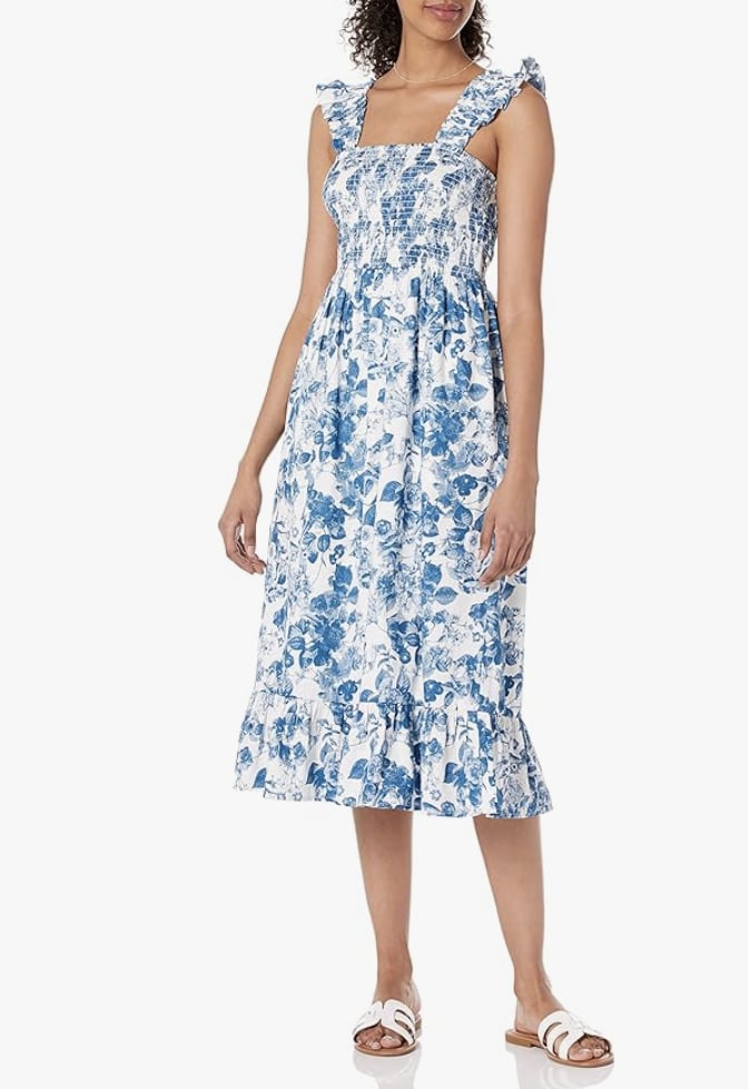 Amazon The Drop Kimi Ruffled-Shoulder Smocked Midi Dress