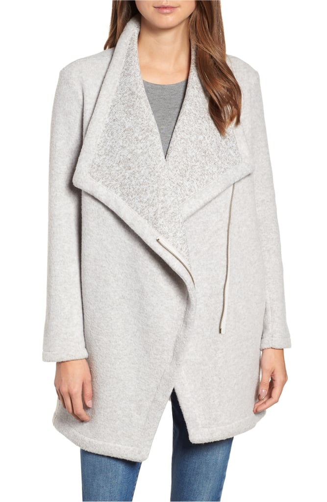 BB Dakota Maggie Brushed Fleece Drape-Collar Coat