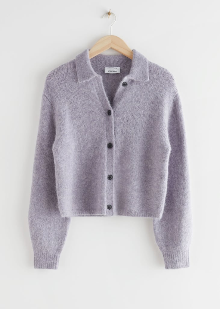 Wool Blend Tortoise Button Cardigan