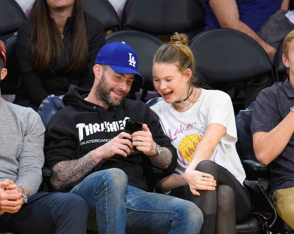 Adam Levine and Behati Prinsloo at Lakers Game November 2016