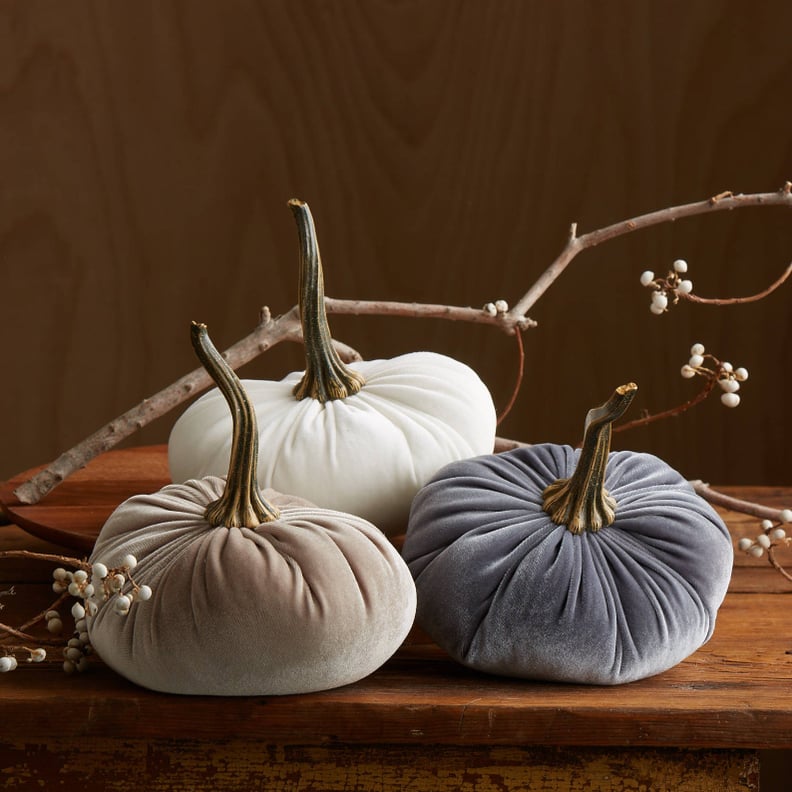For Fall Decor: Set of 3 Large Velvet Pumpkins