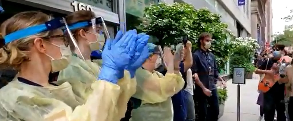 Hospital Staff Applauds Protesters in New York City