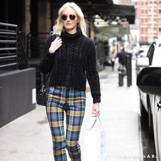 Leighton Meester Wearing Plaid Trousers