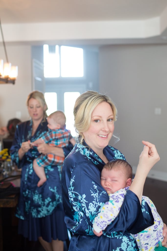Photo of Bride and Bridesmaids Breastfeeding Together