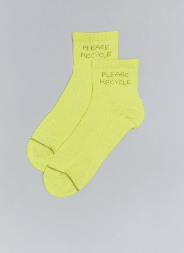 Girlfriend Collective Neon Please Recycle Quarter Crew Socks