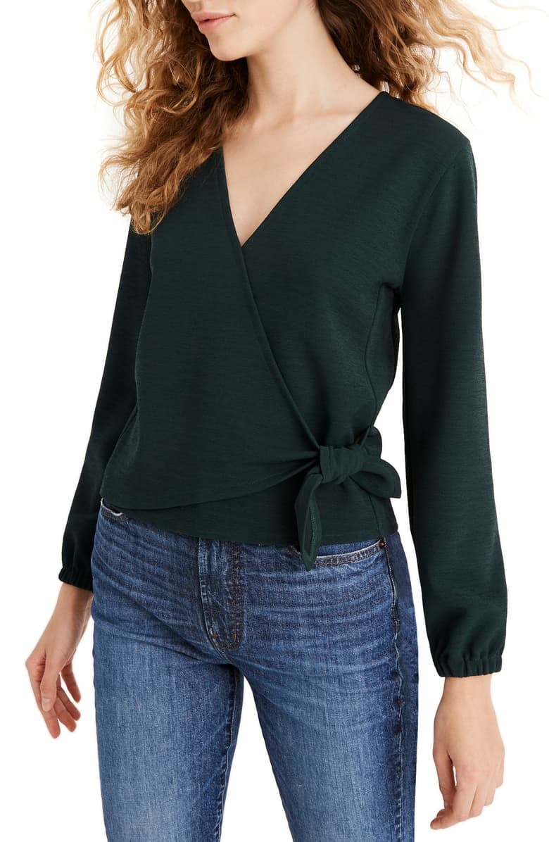 Madewell Texture & Thread Crepe Wrap Top