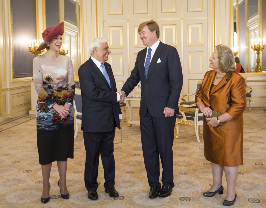 Queen Máxima and King Willem-Alexander with the President of Greece, Prokopis Pavlopoulos.