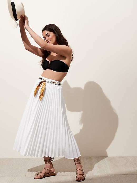 Banana Republic Pleated Poplin Midi Skirt