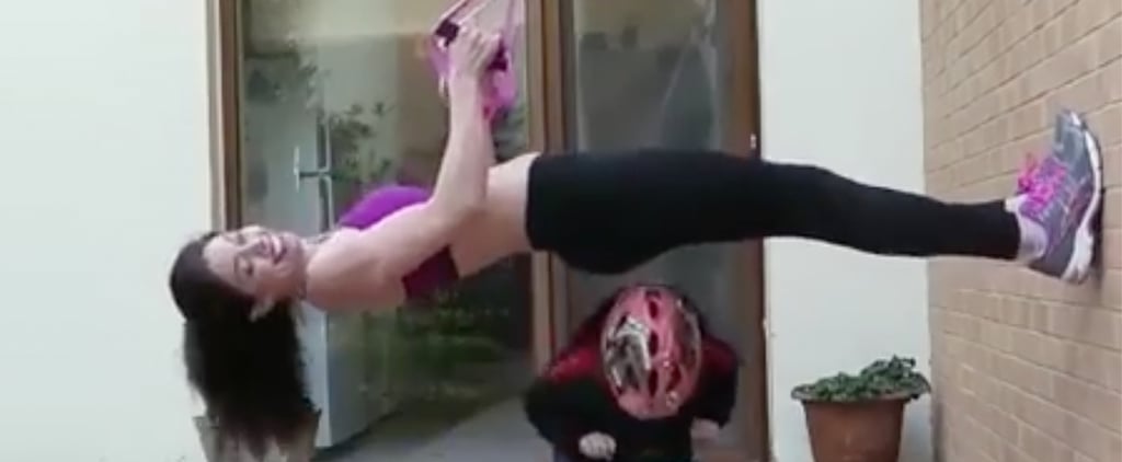Mom Working Out While Kids Play