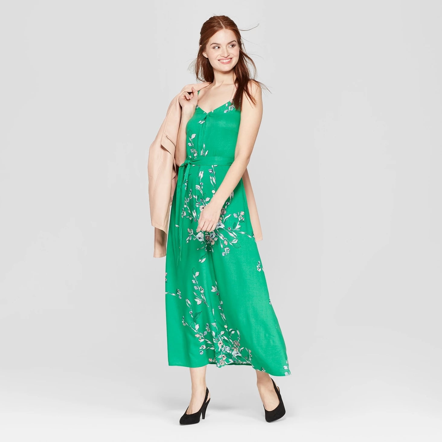 Stylish floral print sleeveless clearance maxi dress