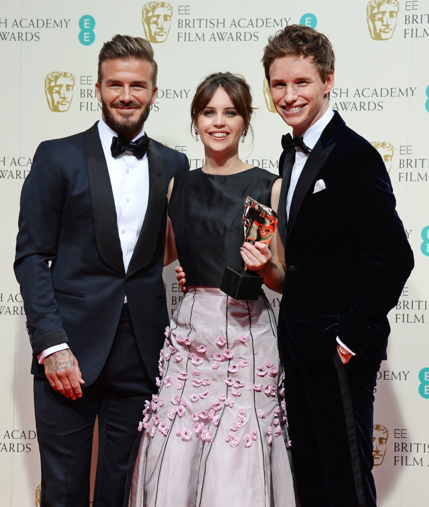 David Beckham, Felicity Jones, and Eddie Redmayne, 2015