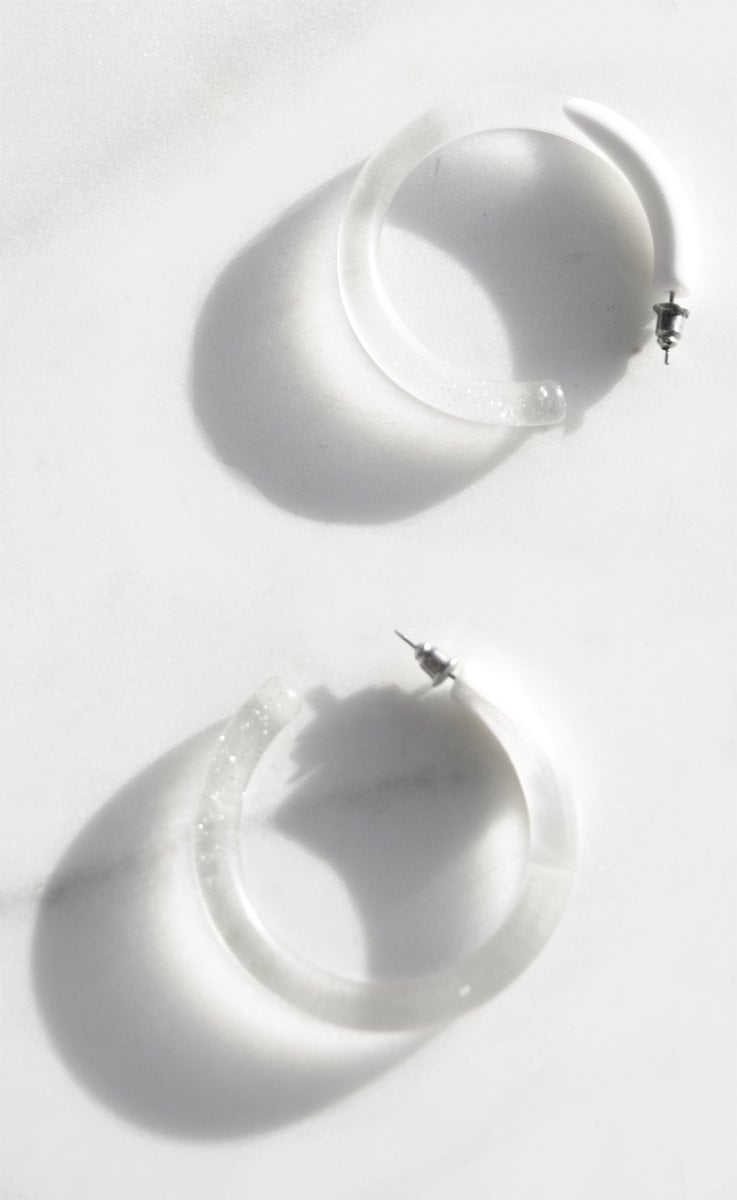 Etsy RCTVINTAGE Clear Lucite Hoop Earrings in Milk