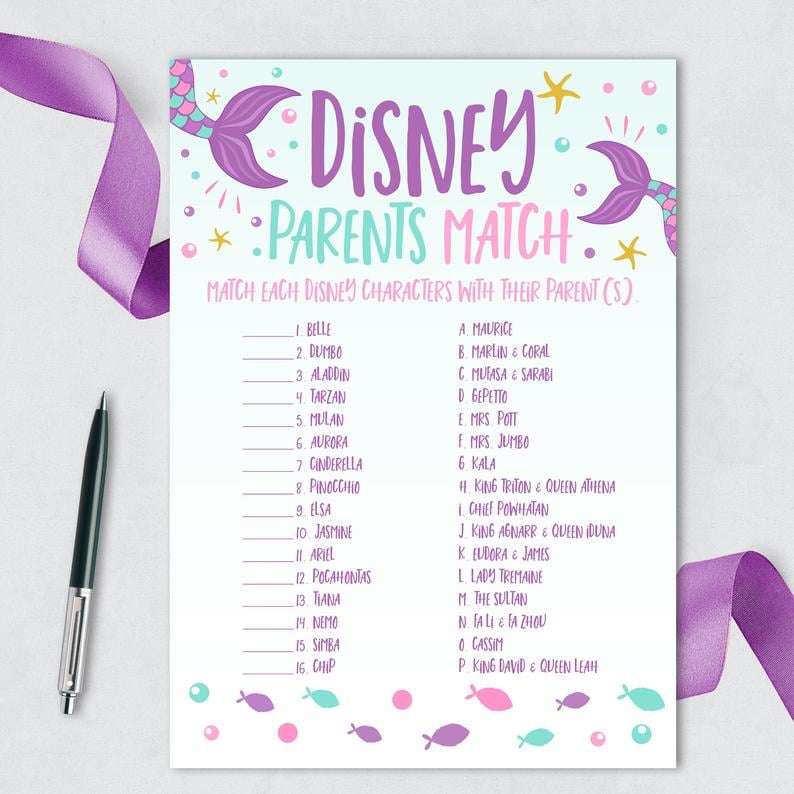 Printable Disney Parents Match Game