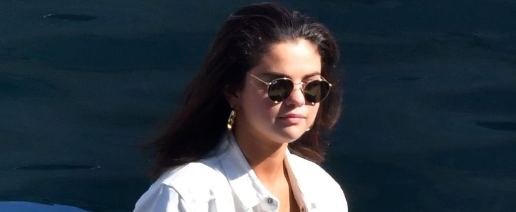 Selena Gomez's Orange Bodysuit and Bermuda Short Combination Is as Cool as It Gets
