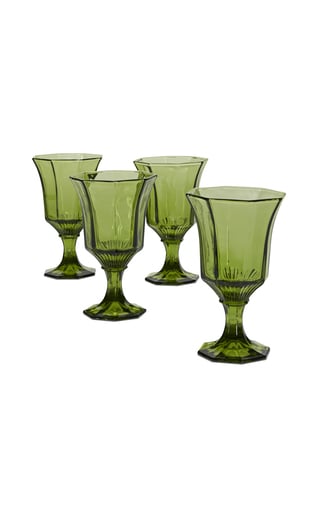 Tory Burch Home Water Green Pressed Glasses
