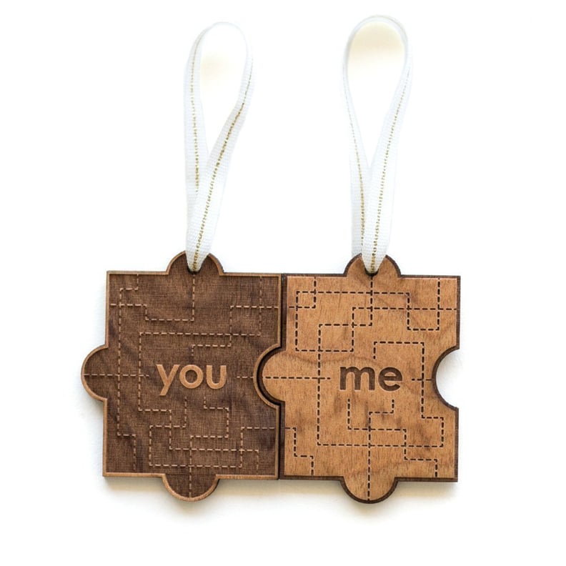 You & Me Puzzle Piece Laser Cut Wood Ornament