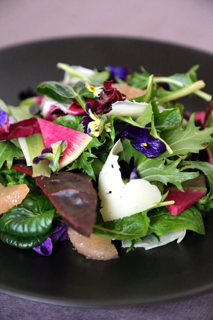 Edible Flower Salad With Grapefruit and Watermelon Radish