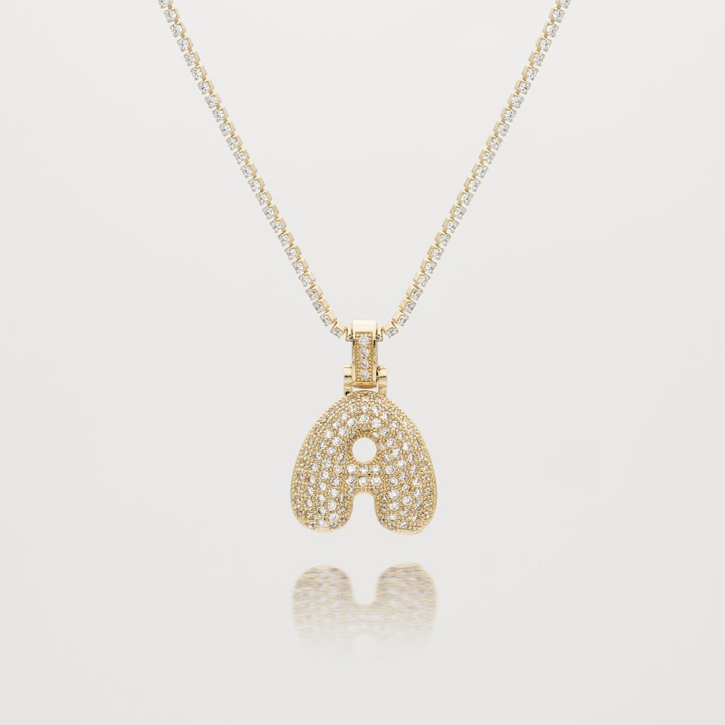 Prya Icy Bubble-Letter Initial Necklace