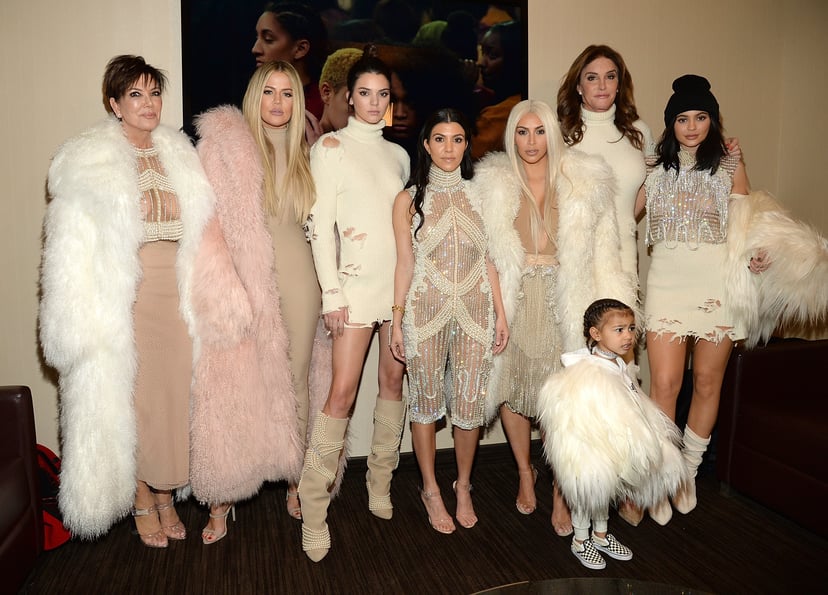NEW YORK, NY - FEBRUARY 11:  Khloe Kardashian, Kris Jenner, Kendall Jenner, Kourtney Kardashian, Kim Kardashian West, North West, Caitlyn Jenner and Kylie Jenner attend Kanye West Yeezy Season 3 at Madison Square Garden on February 11, 2016 in New York Ci