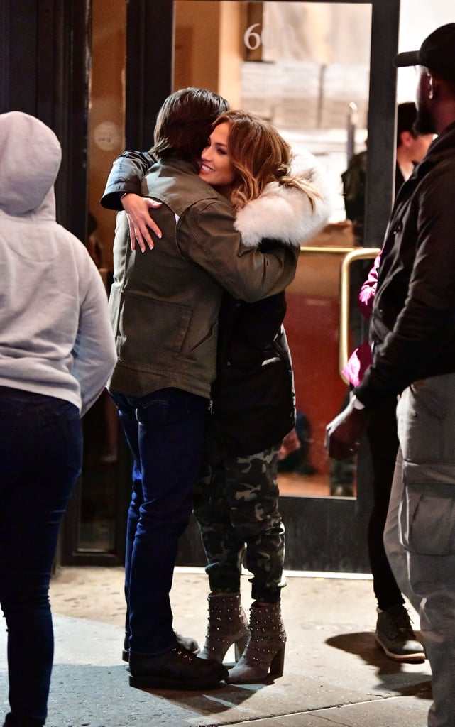 Jennifer Lopez and Milo Ventimiglia on Second Act Set
