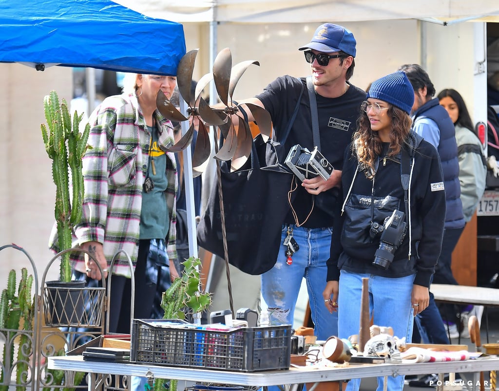 Zendaya and Jacob Elordi Being Cute at a Flea Market in LA