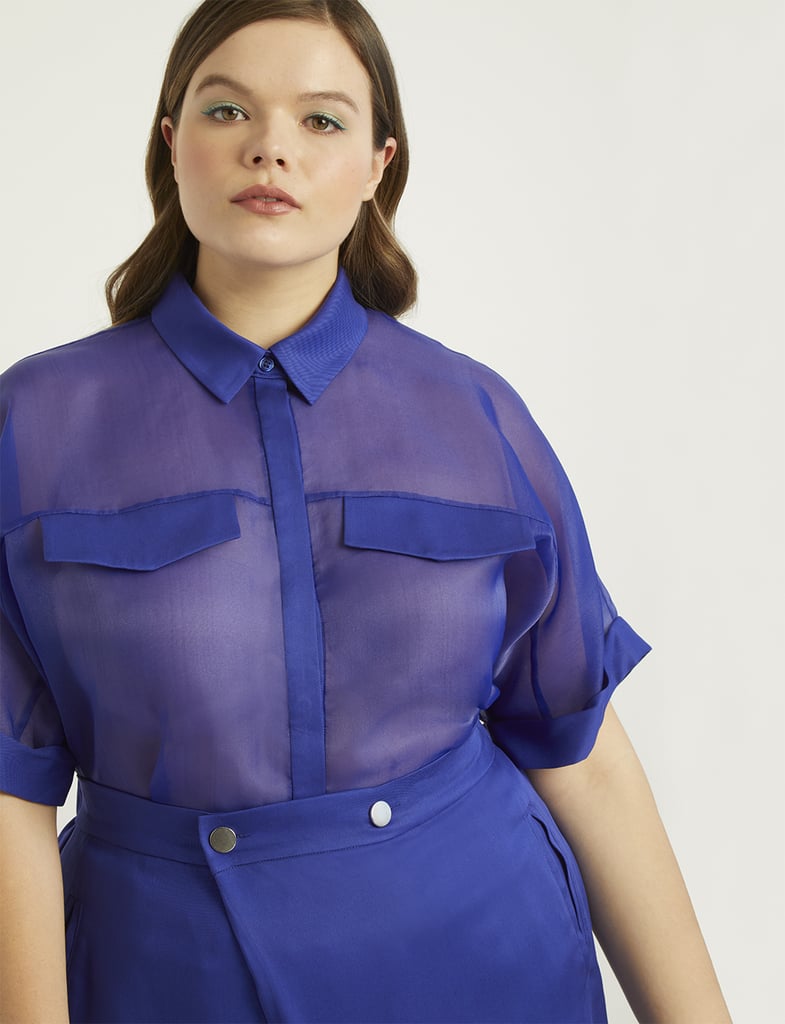 Priscilla Ono x ELOQUII Sheer Collared Shirt