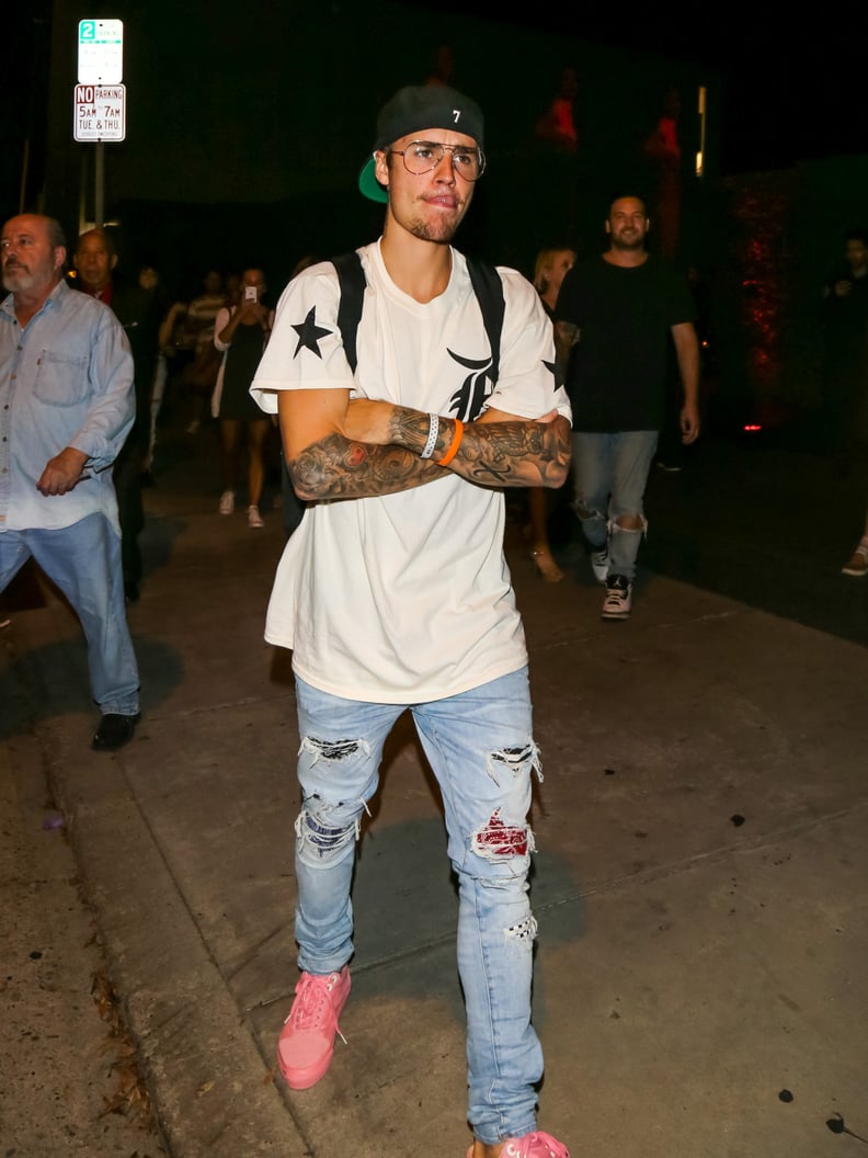 Justin Ditching His White Sneakers For Pink Ones