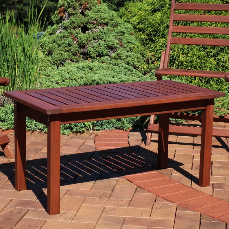A Dining Table: Sunnydaze Outdoor Meranti Wood Modern Rectangular Patio Dining Table