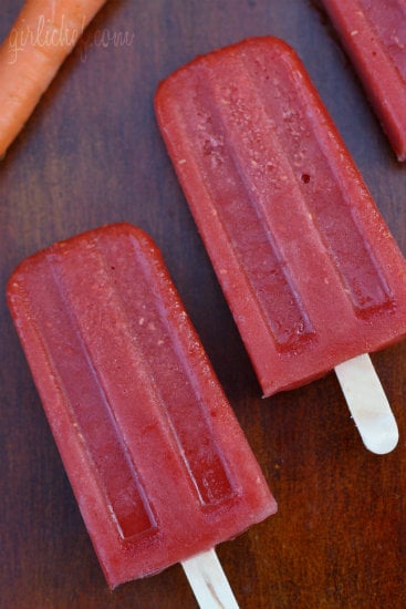 Carrot, Mango, & Raspberry Popsicles