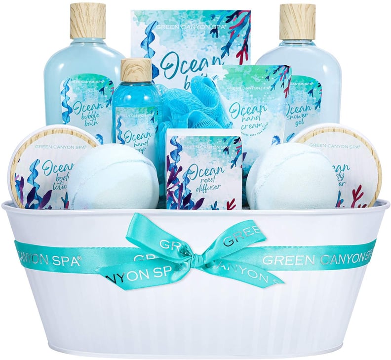For the One Who Needs Pampering: 12-Piece Ocean Scent Spa Gift Basket Bath Set